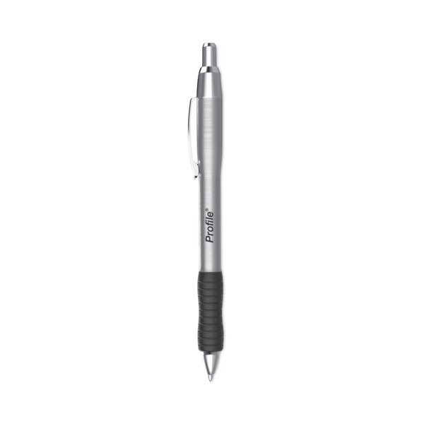 Paper Mate Profile Metal Ballpoint Pen, Retractable, Medium 1 mm, Black Ink, Silver Barrel, PK12 PK 2130514